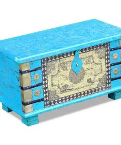 vidaXL Storage Chest Blue Mango Wood 80x40x45 cm