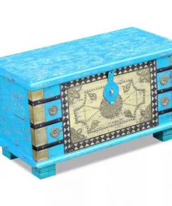 vidaXL Storage Chest Blue Mango Wood 80x40x45 cm