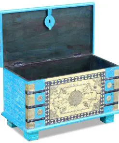 vidaXL Storage Chest Blue Mango Wood 80x40x45 cm