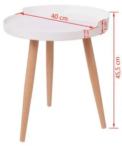vidaXL Tray Coffee Table Round 40×45.5 cm White
