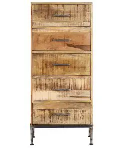 vidaXL Chest of Drawers 45x35x106 cm Solid Mango Wood