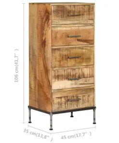 vidaXL Chest of Drawers 45x35x106 cm Solid Mango Wood