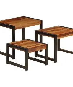vidaXL Nesting Tables 3 pcs Solid Sheesham Wood