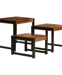 vidaXL Nesting Tables 3 pcs Solid Sheesham Wood