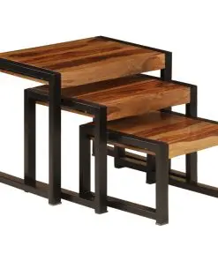 vidaXL Nesting Tables 3 pcs Solid Sheesham Wood