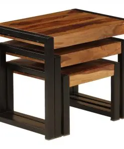 vidaXL Nesting Tables 3 pcs Solid Sheesham Wood