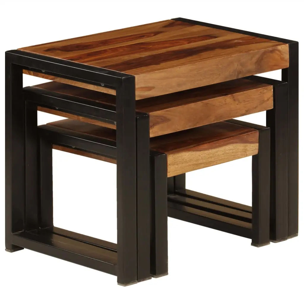vidaXL Nesting Tables 3 pcs Solid Sheesham Wood