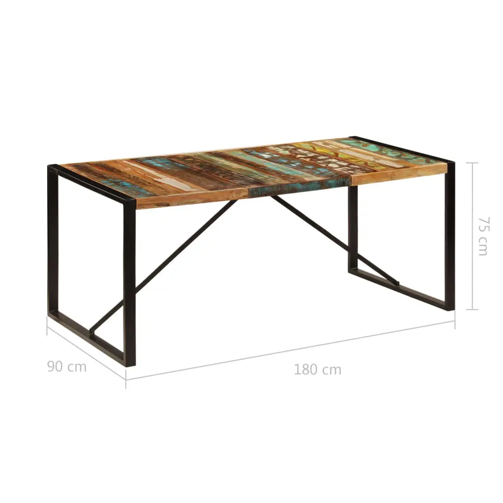 vidaXL Dining Table 180x90x75 cm Solid Reclaimed Wood