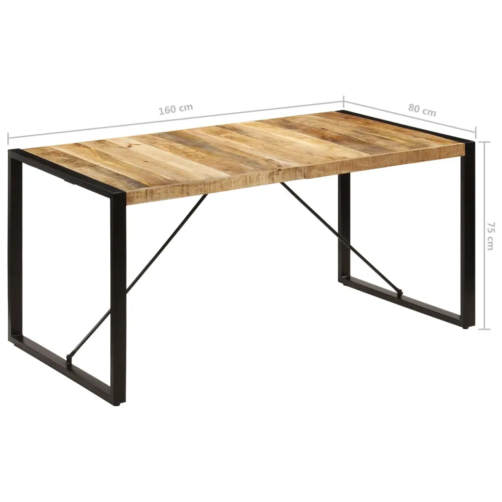 vidaXL Dining Table 160x80x75 cm Solid Mango Wood