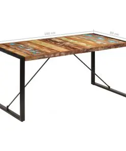 vidaXL Dining Table 160x80x75 cm Solid Reclaimed Wood