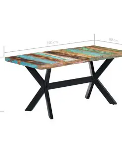 vidaXL Dining Table 160x80x75 cm Solid Reclaimed Wood