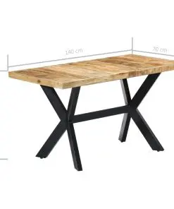 vidaXL Dining Table 140x70x75 cm Solid Rough Mango Wood