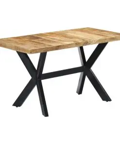 vidaXL Dining Table 140x70x75 cm Solid Rough Mango Wood