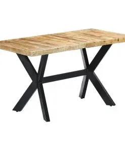vidaXL Dining Table 140x70x75 cm Solid Rough Mango Wood