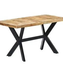 vidaXL Dining Table 140x70x75 cm Solid Rough Mango Wood