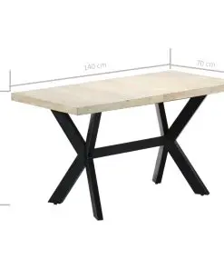 vidaXL Dining Table 140x70x75 cm Solid Bleached Mango Wood