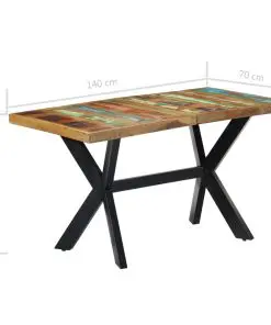 vidaXL Dining Table 140x70x75 cm Solid Reclaimed Wood