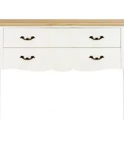 vidaXL Sideboard White and Brown 110x30x85 cm Solid Wood