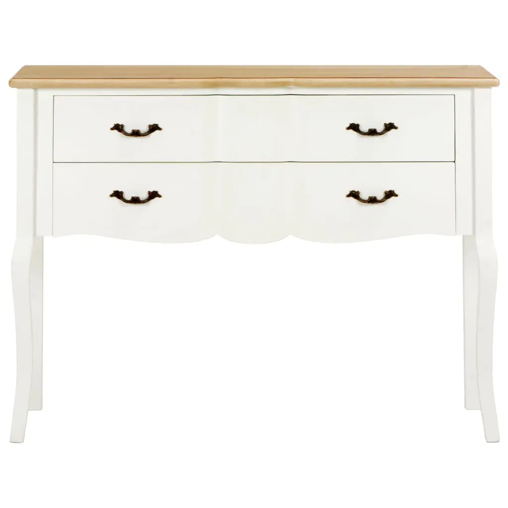 vidaXL Sideboard White and Brown 110x30x85 cm Solid Wood