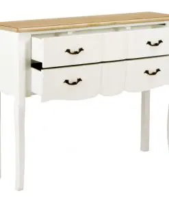 vidaXL Sideboard White and Brown 110x30x85 cm Solid Wood