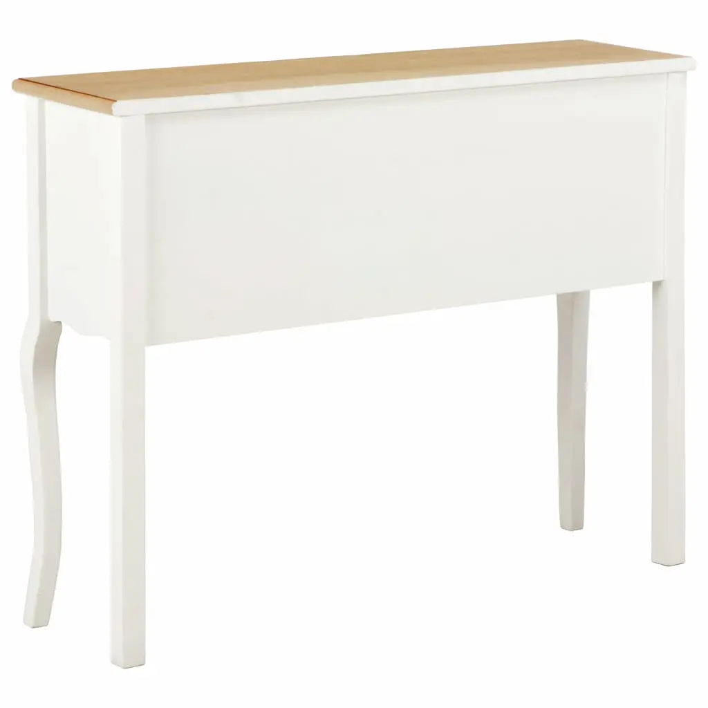 vidaXL Sideboard White and Brown 110x30x85 cm Solid Wood