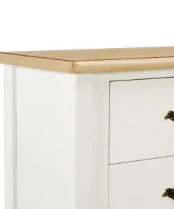 vidaXL Sideboard White and Brown 110x30x85 cm Solid Wood