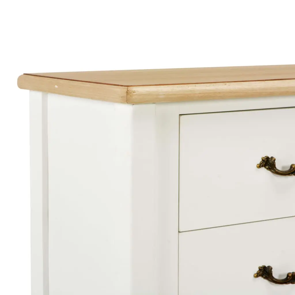 vidaXL Sideboard White and Brown 110x30x85 cm Solid Wood