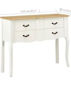 vidaXL Sideboard White and Brown 110x30x85 cm Solid Wood
