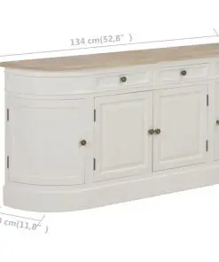 vidaXL Sideboard White 134x30x68 cm Solid Wood