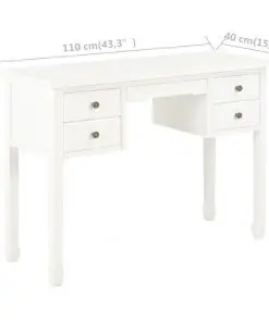 vidaXL Desk White 110x40x80 cm Solid Wood