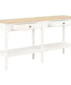 vidaXL Sideboard White and Brown 150x35x77 cm Solid Wood