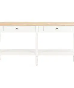 vidaXL Sideboard White and Brown 150x35x77 cm Solid Wood