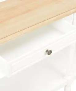 vidaXL Sideboard White and Brown 150x35x77 cm Solid Wood