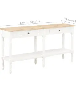 vidaXL Sideboard White and Brown 150x35x77 cm Solid Wood