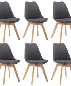 vidaXL Dining Chairs 6 pcs Dark Grey Fabric