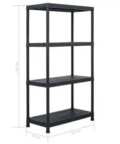 vidaXL Storage Shelf Rack Black 100 kg 60x30x138 cm Plastic
