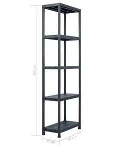 vidaXL Storage Shelf Rack Black 125 kg 60x30x180 cm Plastic