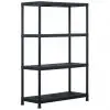 vidaXL Storage Shelf Rack Black 220 kg 90x40x138 cm Plastic