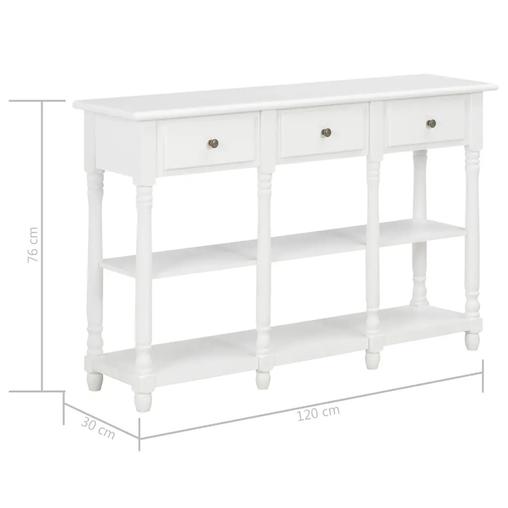 vidaXL Console Table White 120x30x76 cm MDF