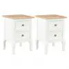 vidaXL Bedside Cabinet 2 pcs White 35x30x49 cm MDF