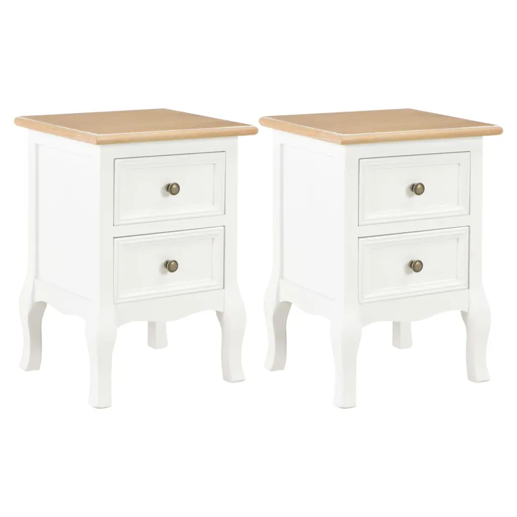vidaXL Bedside Cabinet 2 pcs White 35x30x49 cm MDF