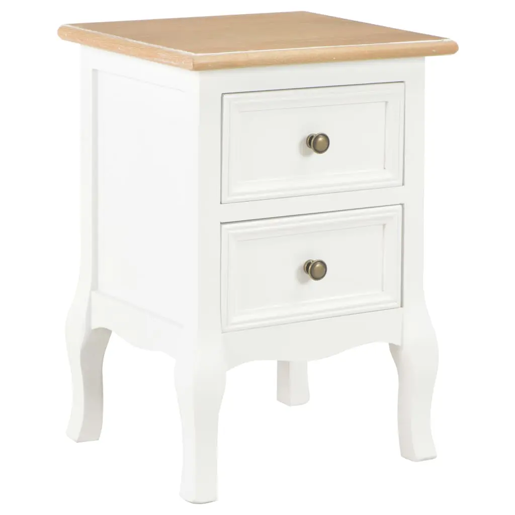 vidaXL Bedside Cabinet 2 pcs White 35x30x49 cm MDF