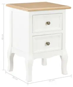 vidaXL Bedside Cabinet 2 pcs White 35x30x49 cm MDF