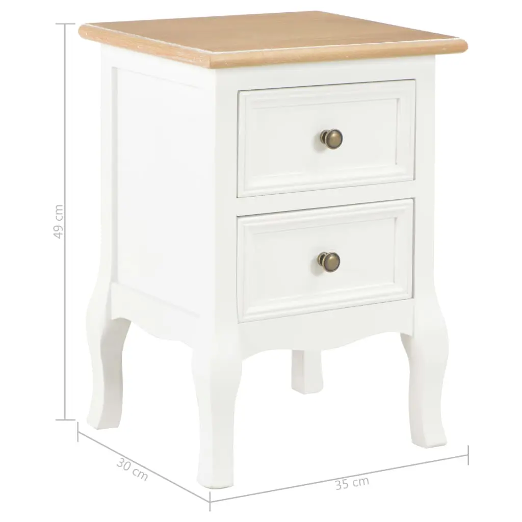 vidaXL Bedside Cabinet 2 pcs White 35x30x49 cm MDF
