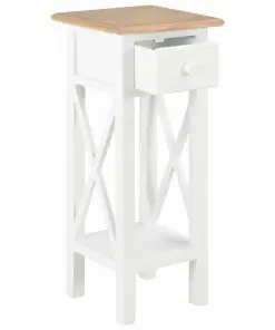 vidaXL Side Table White 27x27x65.5 cm Wood