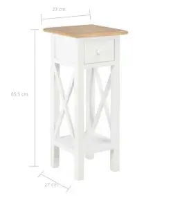 vidaXL Side Table White 27x27x65.5 cm Wood