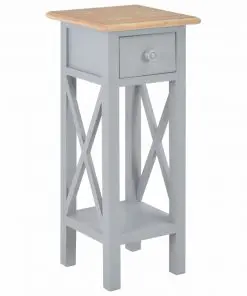 vidaXL Side Table Grey 27x27x65.5 cm Wood