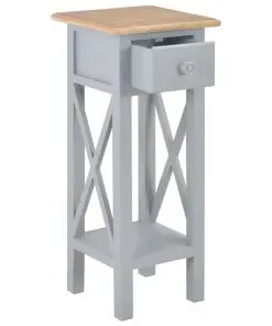 vidaXL Side Table Grey 27x27x65.5 cm Wood