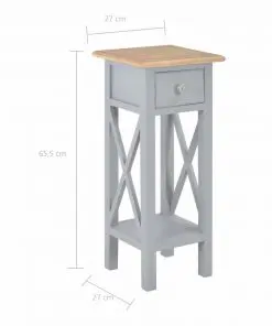 vidaXL Side Table Grey 27x27x65.5 cm Wood