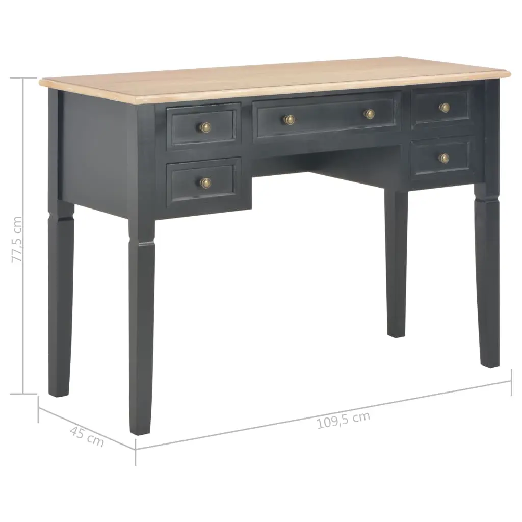 vidaXL Writing Desk Black 109.5x45x77.5 cm Wood